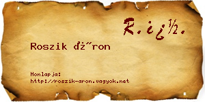 Roszik Áron névjegykártya